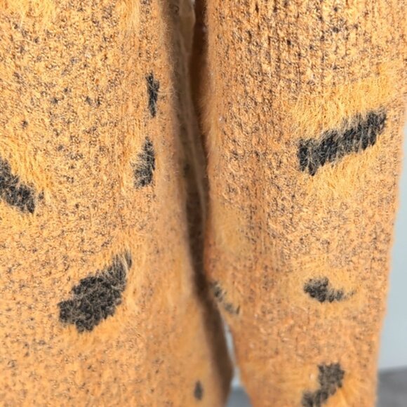Woven Heart Open Longline Cardigan Sweater Fuzzy Leopard Print Winter Knit - Picture 7 of 11